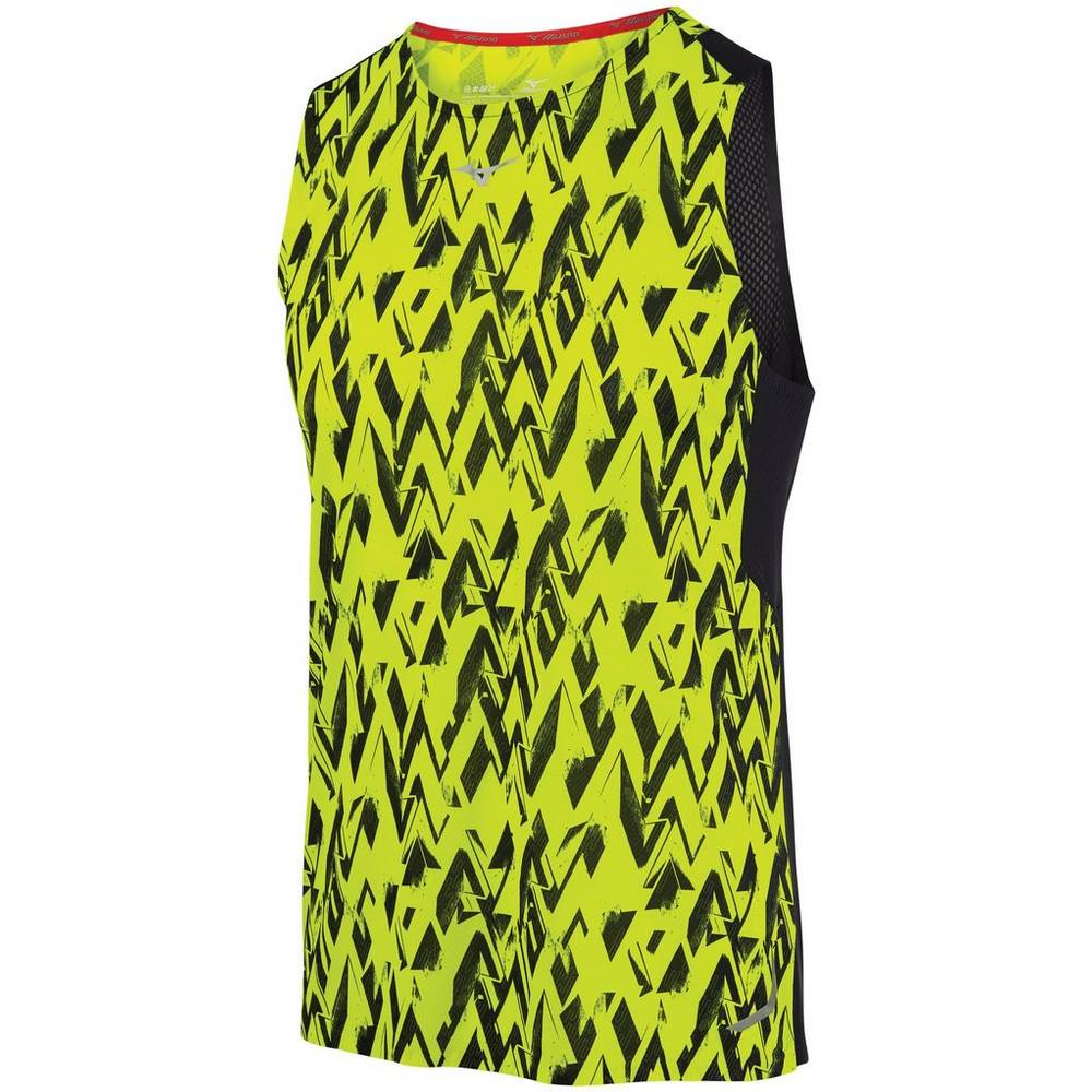 Panske Tank Top Mizuno Aero Bezecke Žlté/Čierne Vypredaj FDQO10957